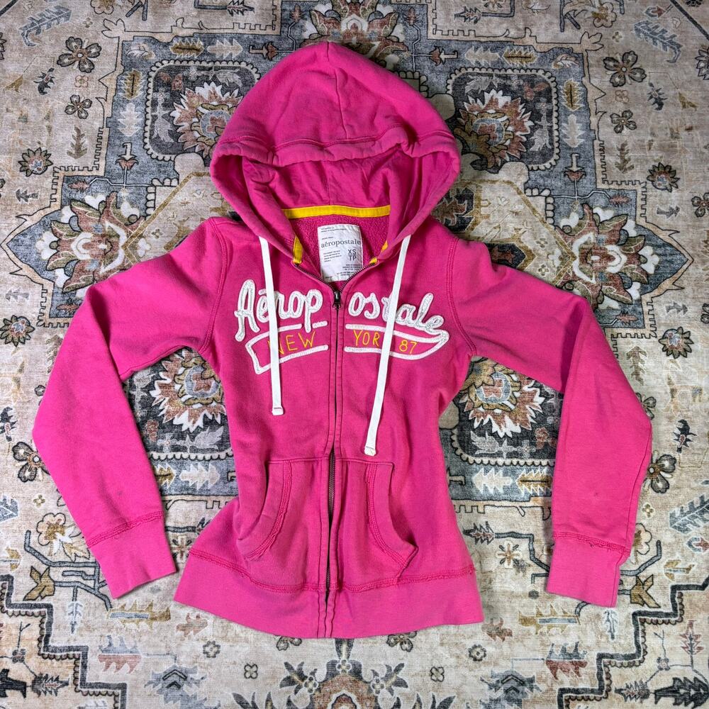 Y2K early 2000s Aeropostale zip up baby doll jacket pink size XS Sweater
